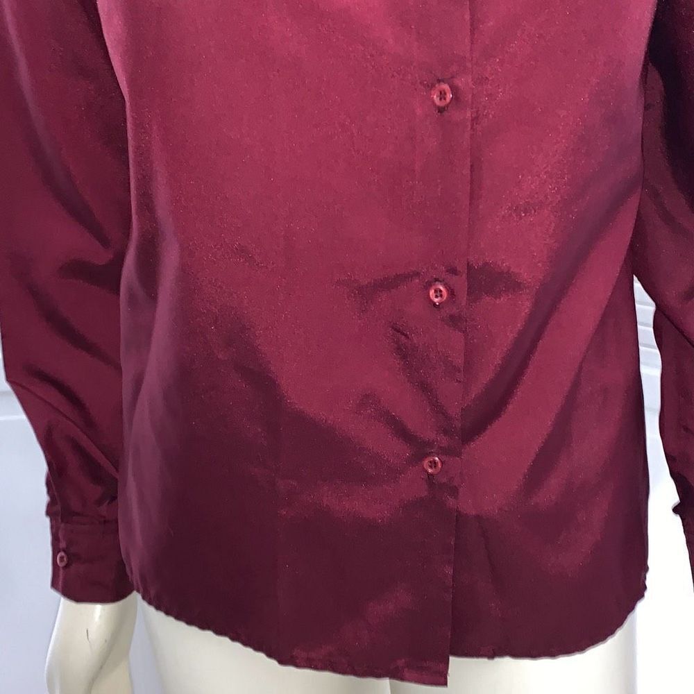 Vintage 70’s Jack Winters Burgundy Secretary Button Down Blouse Size 10‎ - Picture 6 of 12